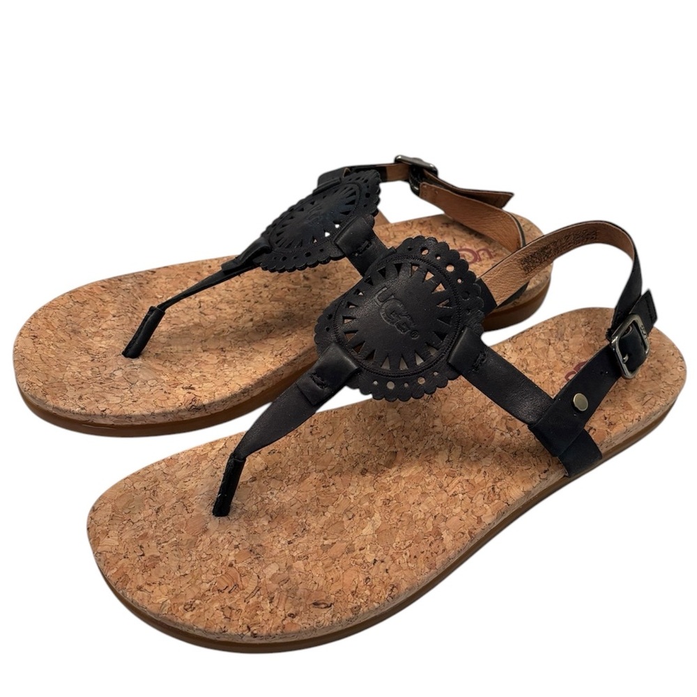 UGG Ayden II Sandal Black Leather Size 9 - Picture 3 of 9